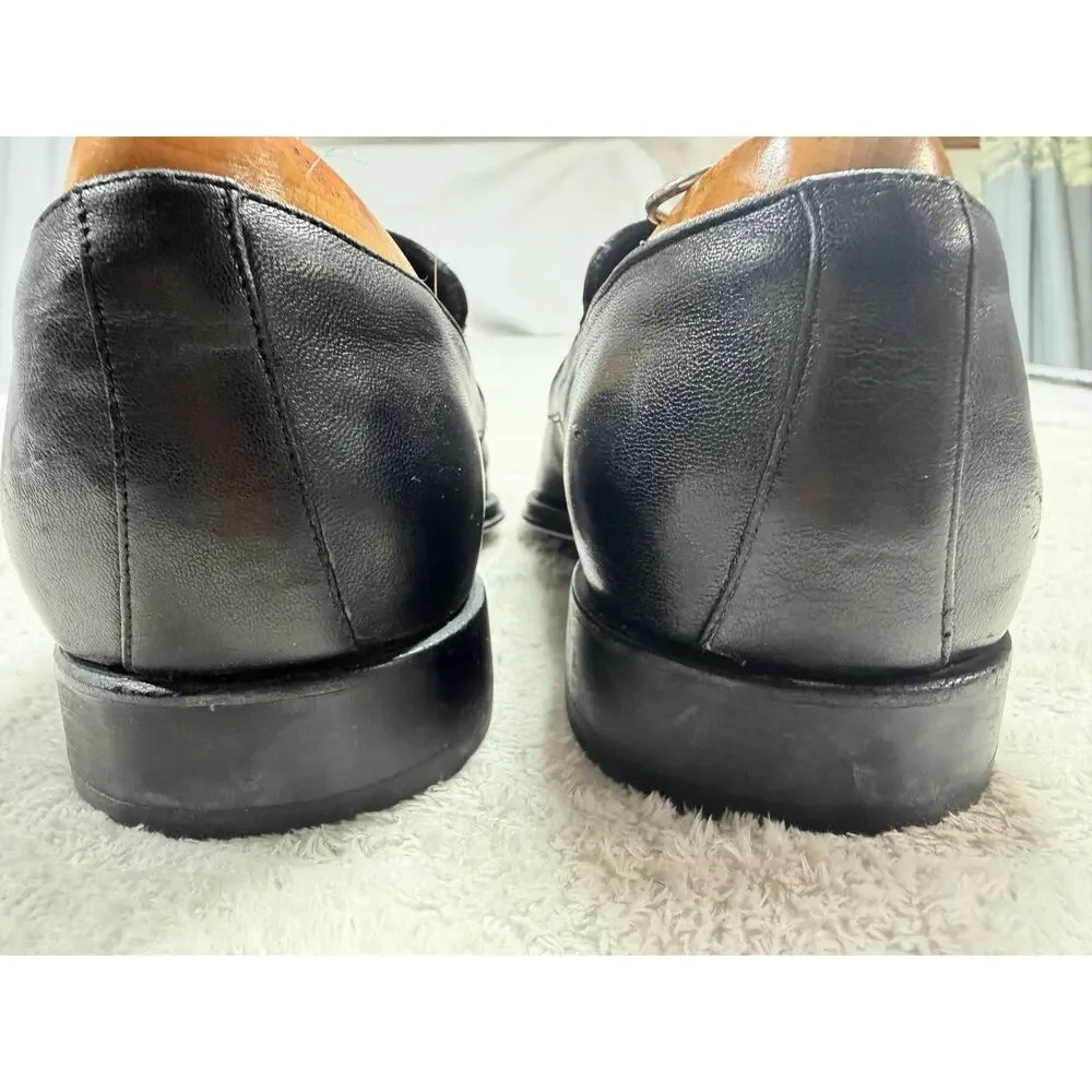 Bruno Magli Raging Italian Loafers Mens 9 M Black Leather Slip On Dress Shoes